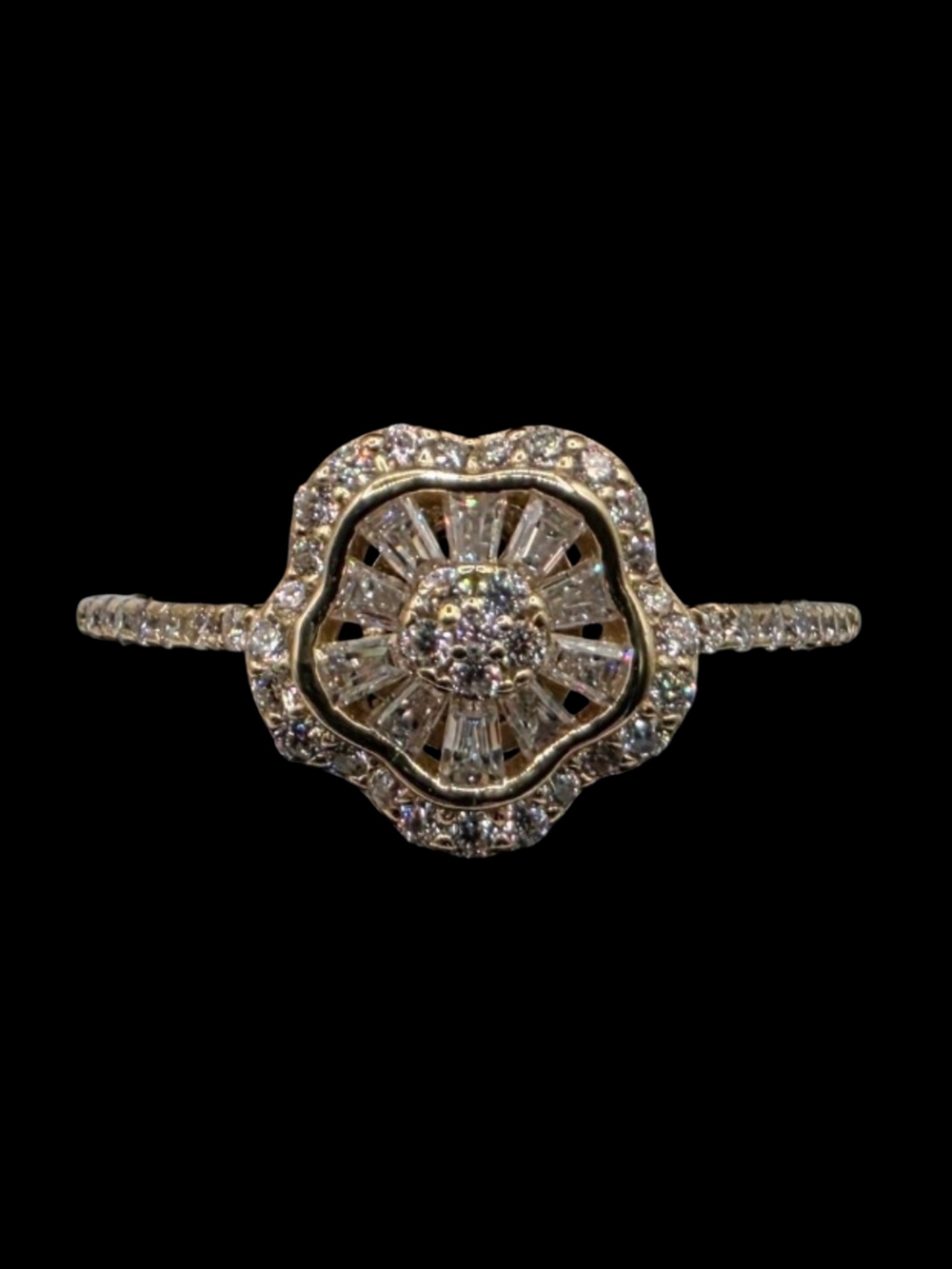 0.84 CTW Moissanite Ring 14K Gold Overlay 925 Sterling Silver Sz 8